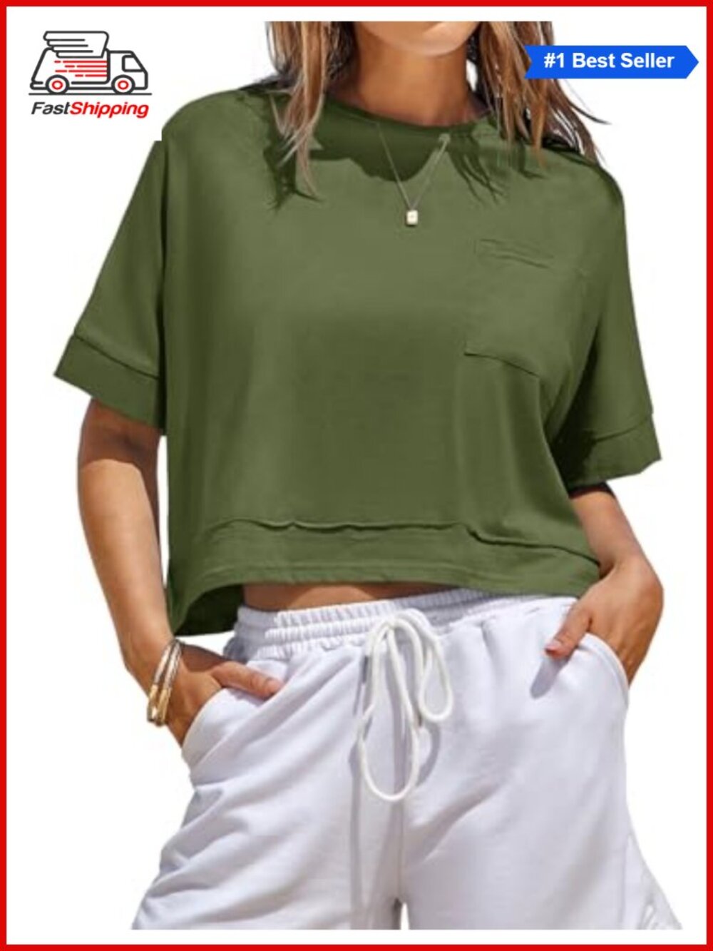 Oversized Crop Top Short Sleeve Workout T-Shirt Loose Fit Tee